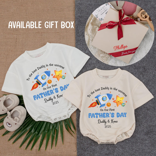 To the Best Daddy in the Universe Personalized Baby Romper First Father's Day Gift Soft Cotton Daddy's Bestie Outfit for Newborn Infant Baby Boy Girl Casual Summer