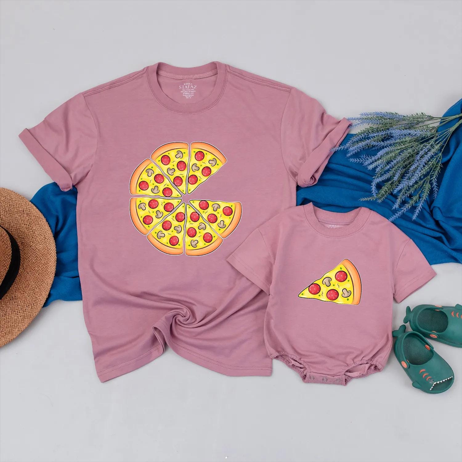 Matching Pizza Slice Dad and Me Shirts - Funny Family Pizza Outfits for Father's Day Gifts, Daddy & Kid T-Shirts