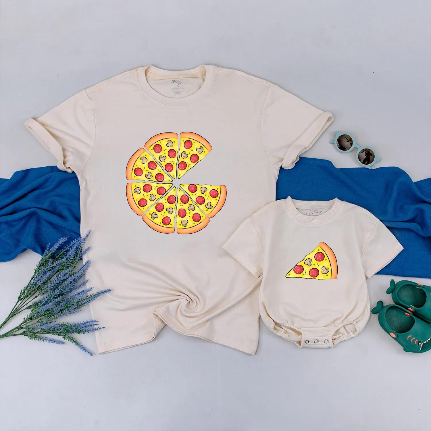 Matching Pizza Slice Dad and Me Shirts - Funny Family Pizza Outfits for Father's Day Gifts, Daddy & Kid T-Shirts