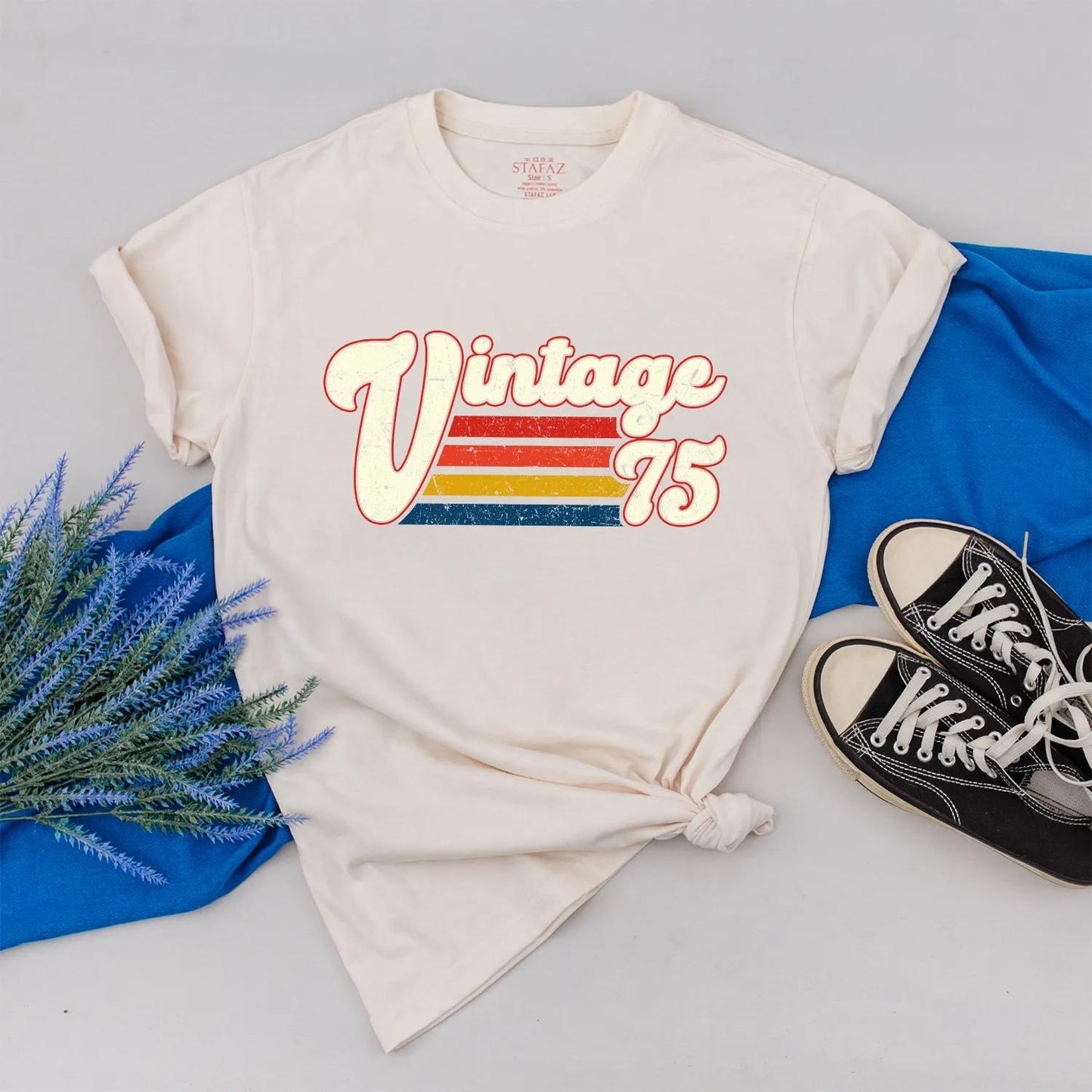 Vintage 1975 Birthday Shirt for Men & Women - Retro 50th Gift, Classic Distressed Design, Custom Year Tee
