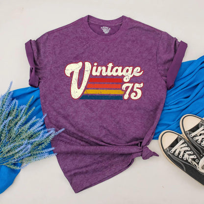 Vintage 1975 Birthday Shirt for Men & Women - Retro 50th Gift, Classic Distressed Design, Custom Year Tee