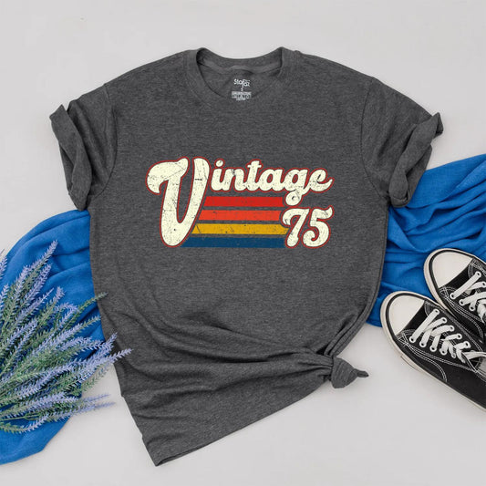 Vintage 1975 Birthday Shirt for Men & Women - Retro 50th Gift, Classic Distressed Design, Custom Year Tee