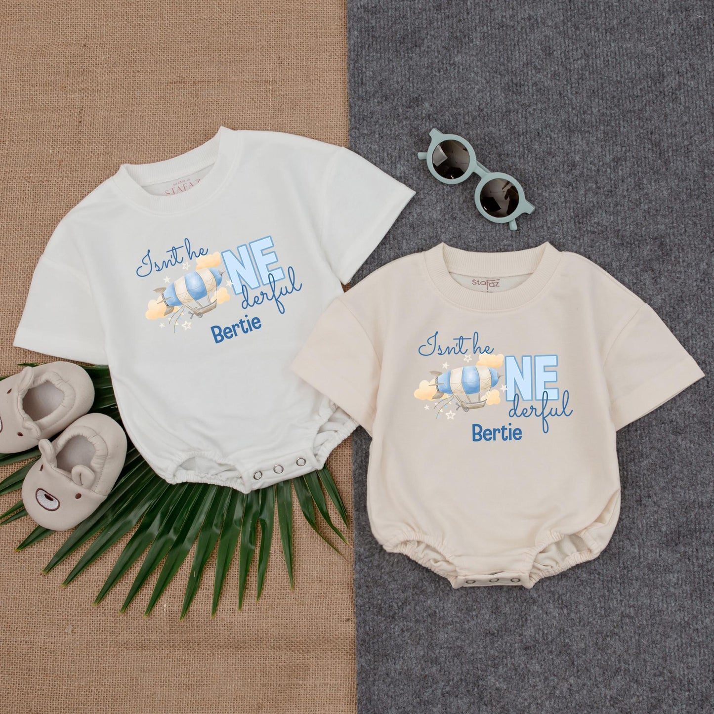 Isn’t He ONEderful Bubble Romper Cute 1st Birthday Baby Boy Outfit Milestone Photo Prop Perfect First Birthday Smash Cake Outfit Gift