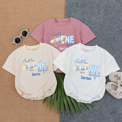 Isn’t He ONEderful Bubble Romper Cute 1st Birthday Baby Boy Outfit Milestone Photo Prop Perfect First Birthday Smash Cake Outfit Gift