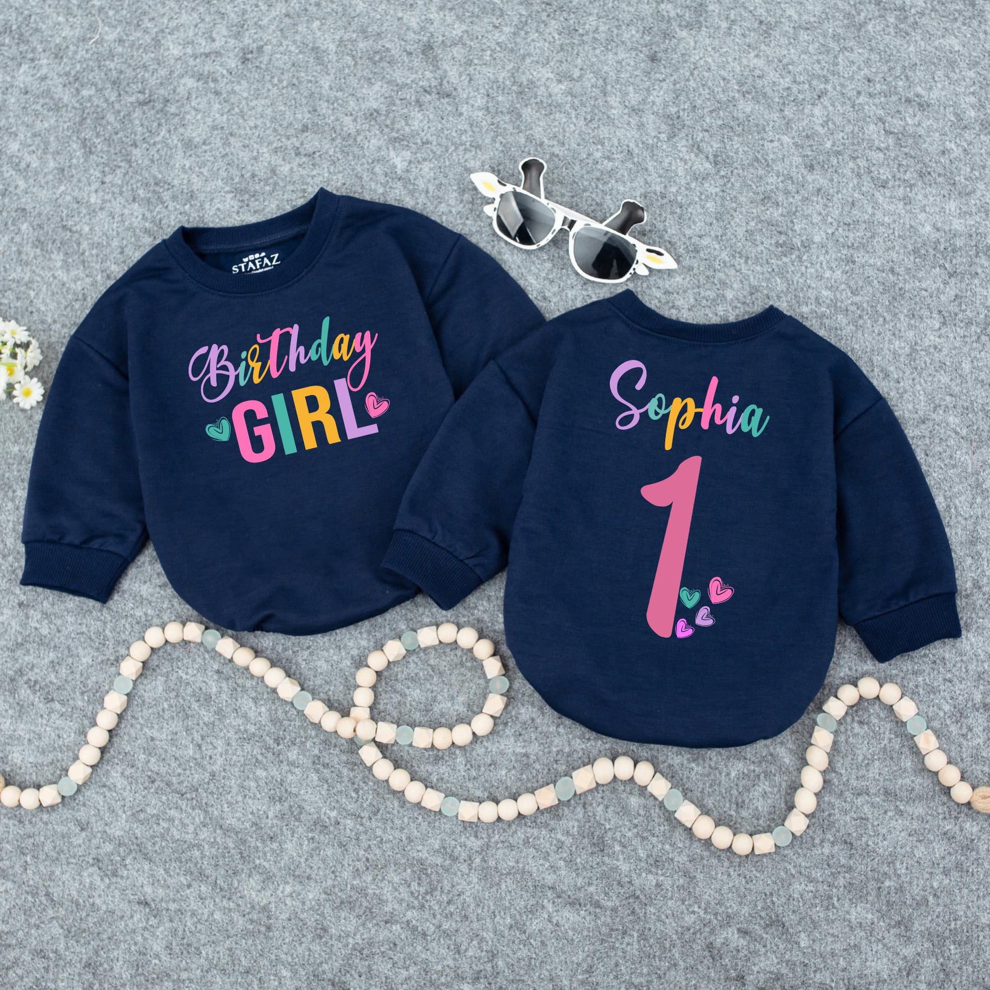 Personalized Birthday Girl Romper Set Sophia One Rainbow First Birthday Outfit Retro Style Baby Girl Clothes Custom Name 1st Birthday Outfit Gift Idea