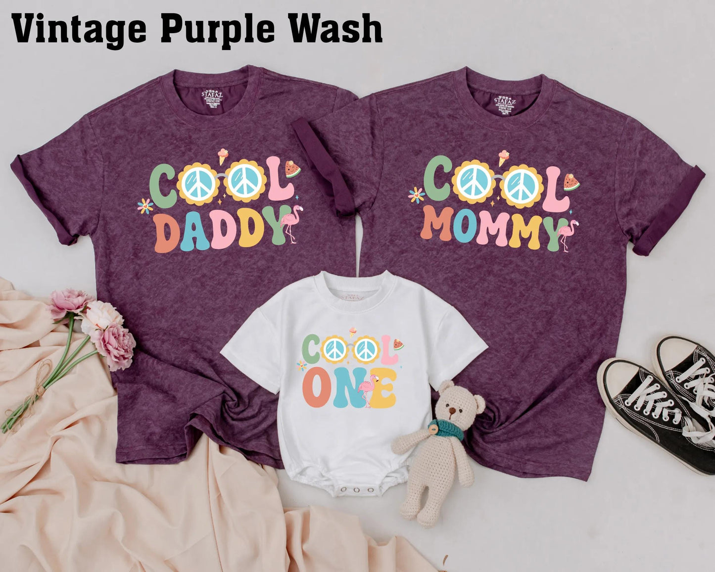 Groovy Family Birthday Shirts: Retro ONE Outfits for Mom, Dad, Baby, and Brother – Matching Summer Photo Look, Cool Hippie Vibes Peace Sign Tees (138 chars)
