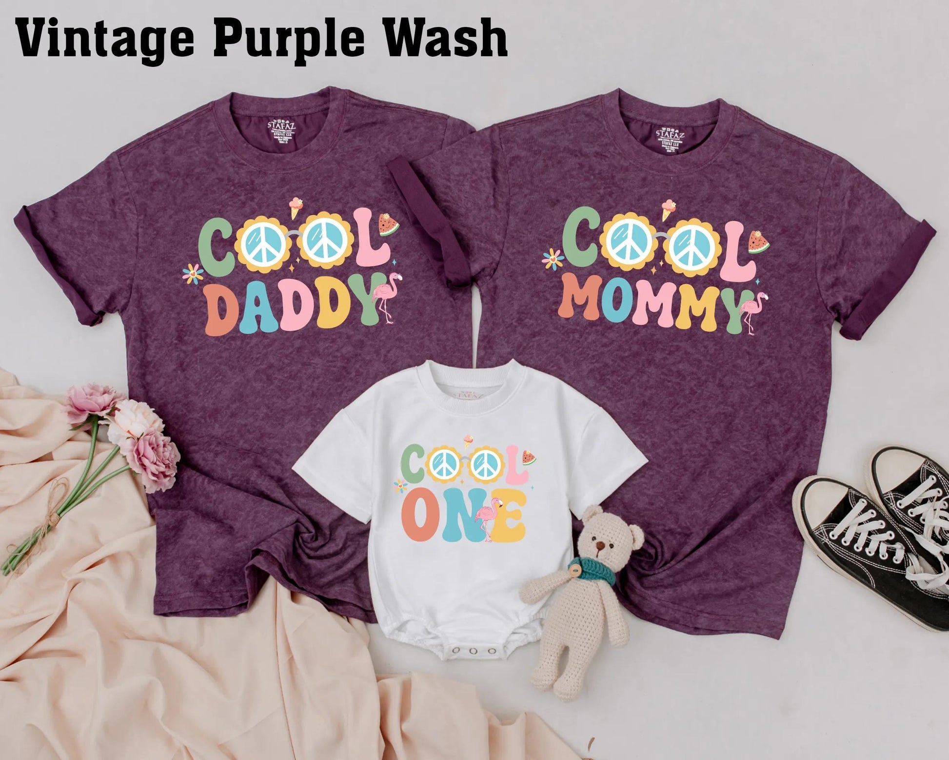 Groovy Family Birthday Shirts: Retro ONE Outfits for Mom, Dad, Baby, and Brother – Matching Summer Photo Look, Cool Hippie Vibes Peace Sign Tees (138 chars)