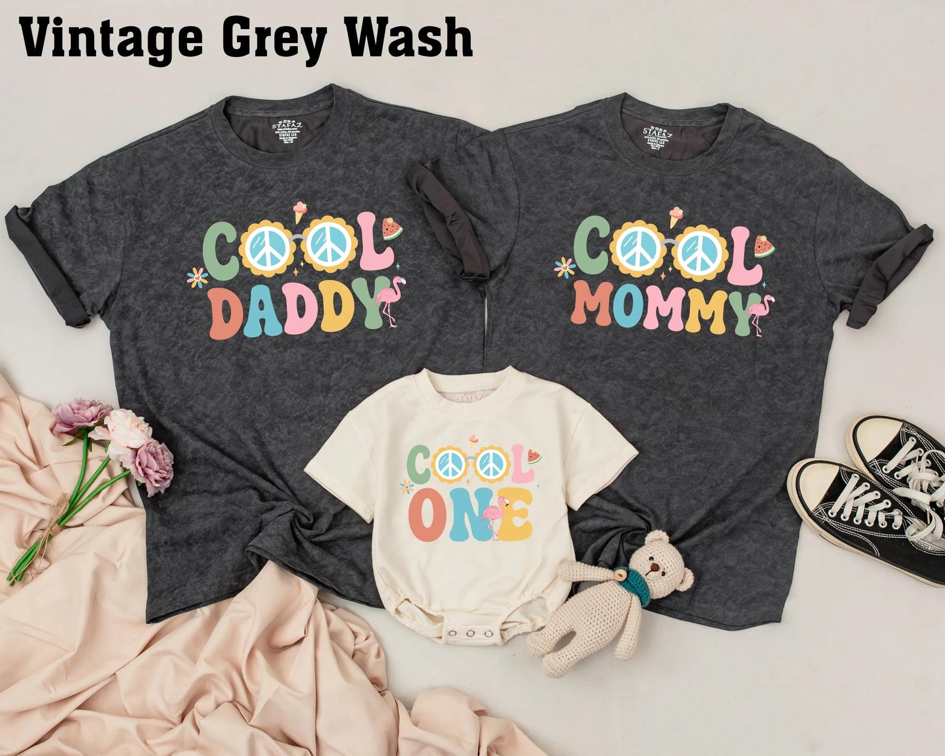 Groovy Family Birthday Shirts: Retro ONE Outfits for Mom, Dad, Baby, and Brother – Matching Summer Photo Look, Cool Hippie Vibes Peace Sign Tees (138 chars)