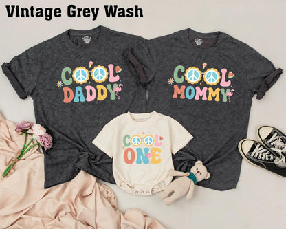 Groovy Family Birthday Shirts: Retro ONE Outfits for Mom, Dad, Baby, and Brother – Matching Summer Photo Look, Cool Hippie Vibes Peace Sign Tees (138 chars)