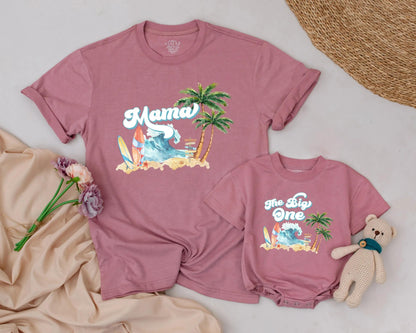 Matching Surf Birthday Shirts for Dad & Baby, The Big One Summer Beach Outfits, Surfer Family Tees