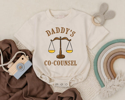 Daddy's Co-Counsel Baby Romper Lawyer Dad Legal Theme Bubble Outfit Cute Gift for New Dads Father's Day Idea