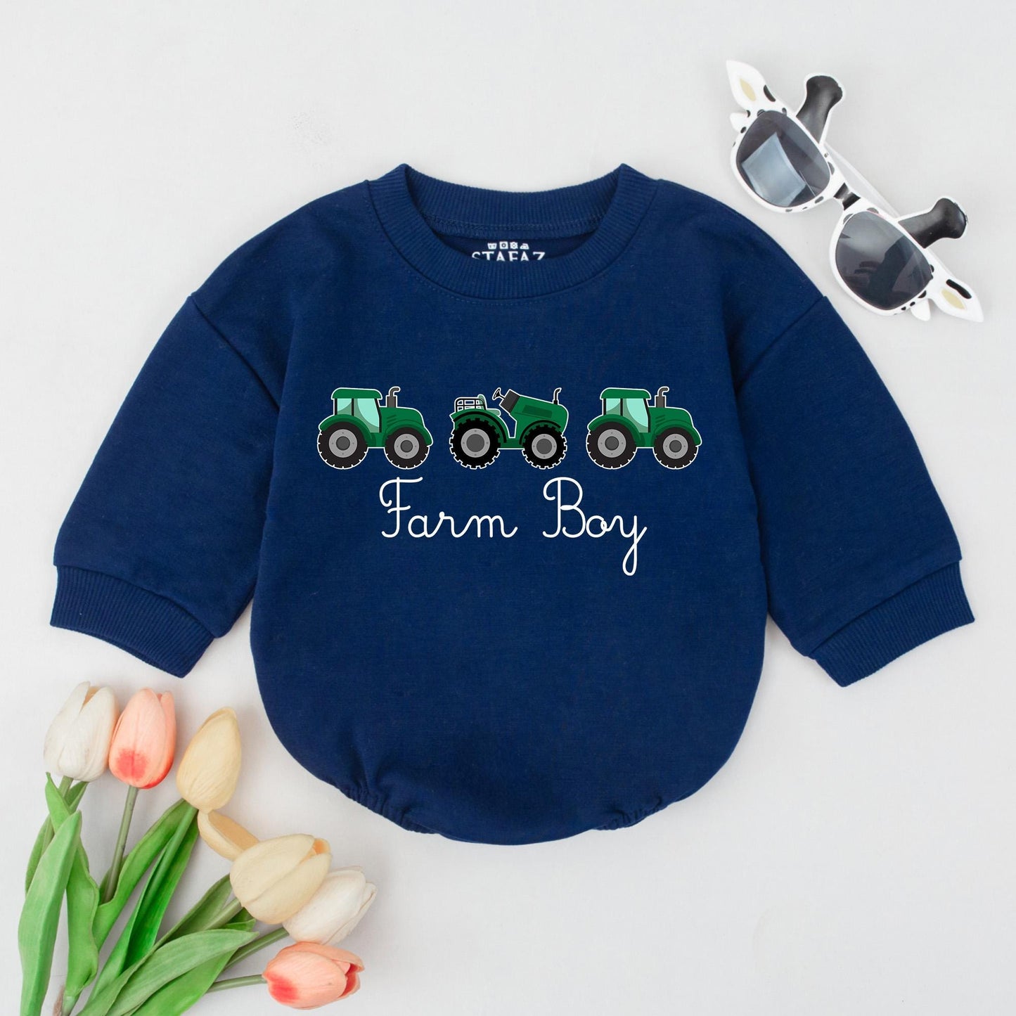 Farm Boy Baby Sweatshirt & Toddler Tractor Shirt - Country Outfit, Fall Clothes, Farmer Gift, Baby Boy 1st Birthday