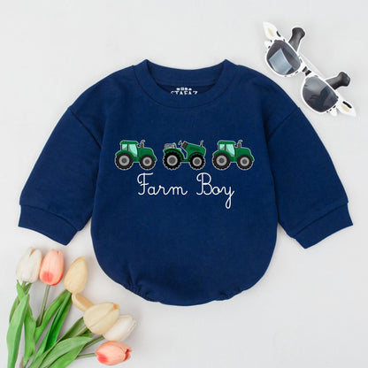 Farm Boy Baby Sweatshirt & Toddler Tractor Shirt - Country Outfit, Fall Clothes, Farmer Gift, Baby Boy 1st Birthday
