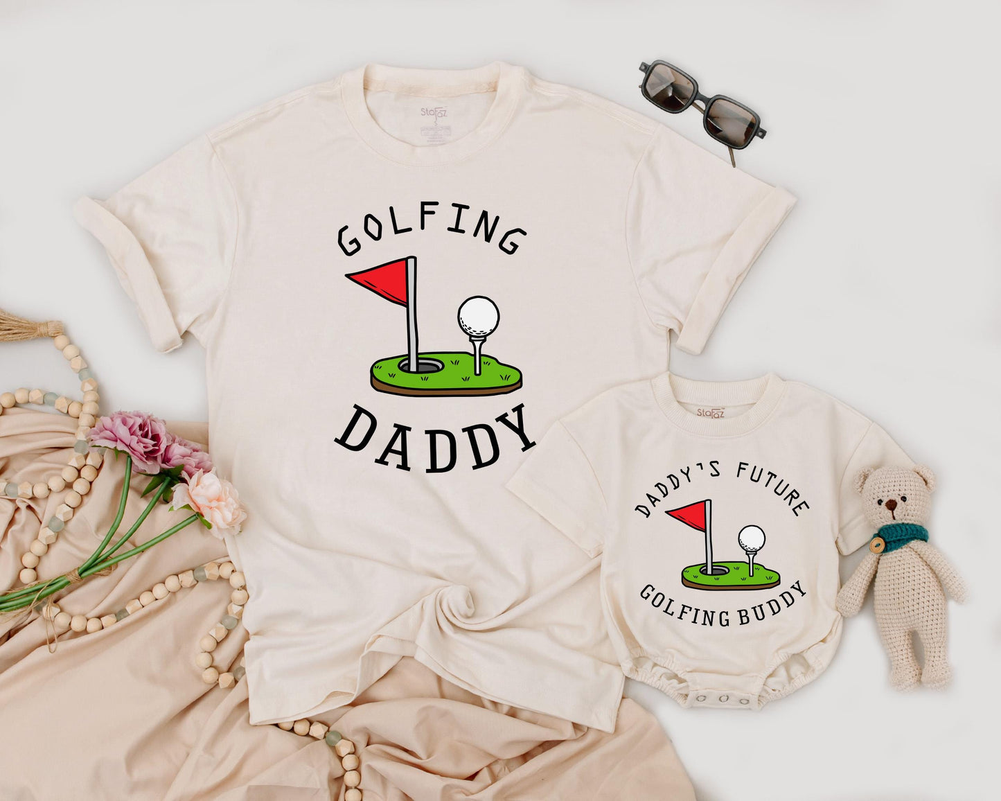 Golfing Daddy & Baby Matching Outfit Funny Golf Dad T-Shirt & Baby Romper Daddy's Future Golfing Buddy Father's Day Gift Idea