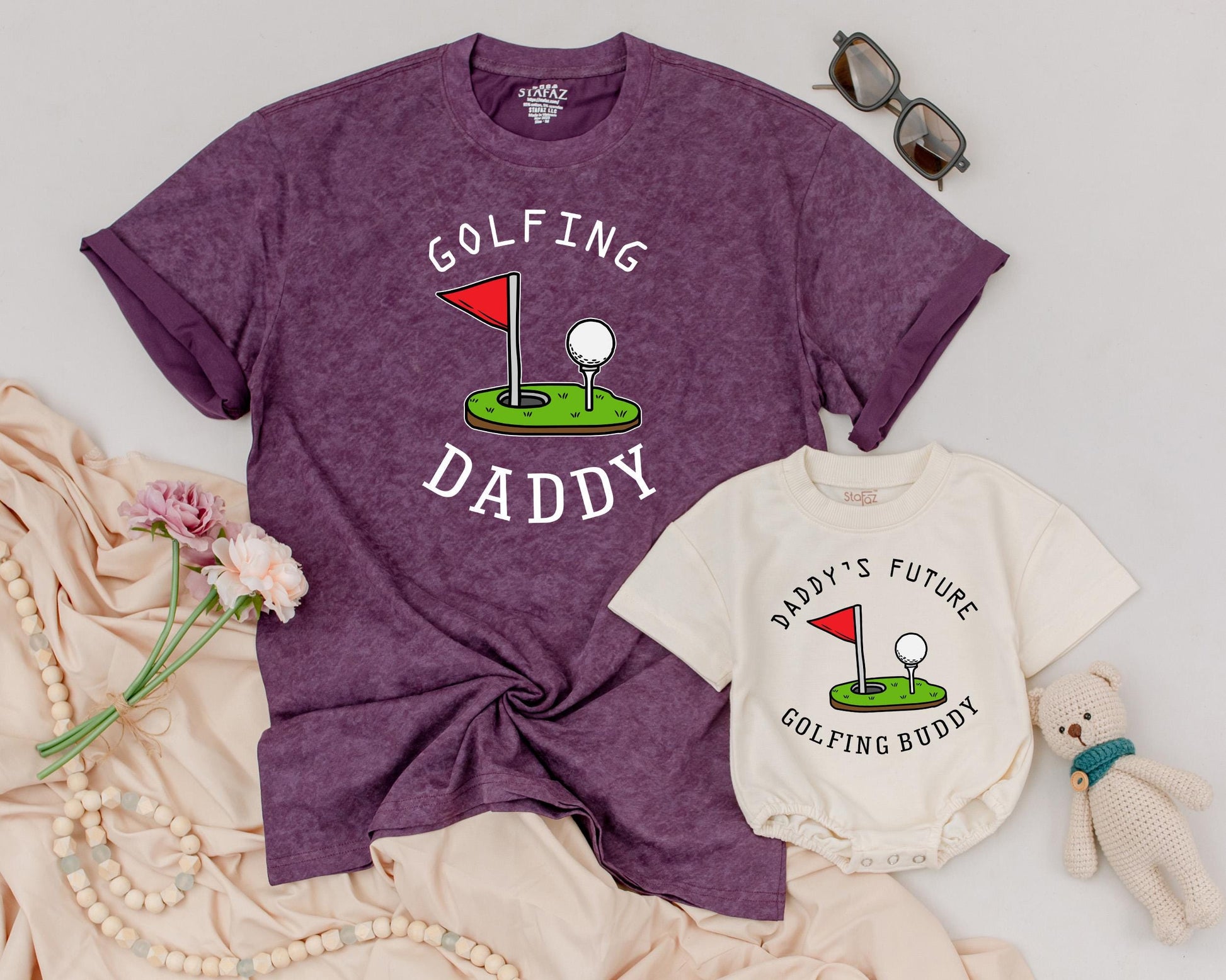 Golfing Daddy & Baby Matching Outfit Funny Golf Dad T-Shirt & Baby Romper Daddy's Future Golfing Buddy Father's Day Gift Idea