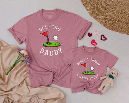 Golfing Daddy & Baby Matching Outfit Funny Golf Dad T-Shirt & Baby Romper Daddy's Future Golfing Buddy Father's Day Gift Idea