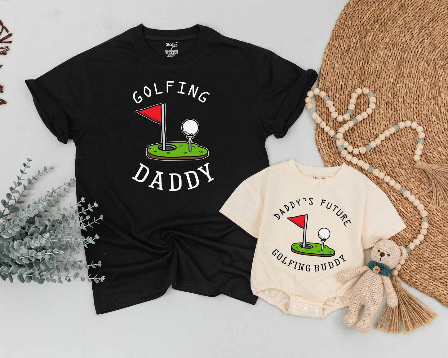 Golfing Daddy & Baby Matching Outfit Funny Golf Dad T-Shirt & Baby Romper Daddy's Future Golfing Buddy Father's Day Gift Idea