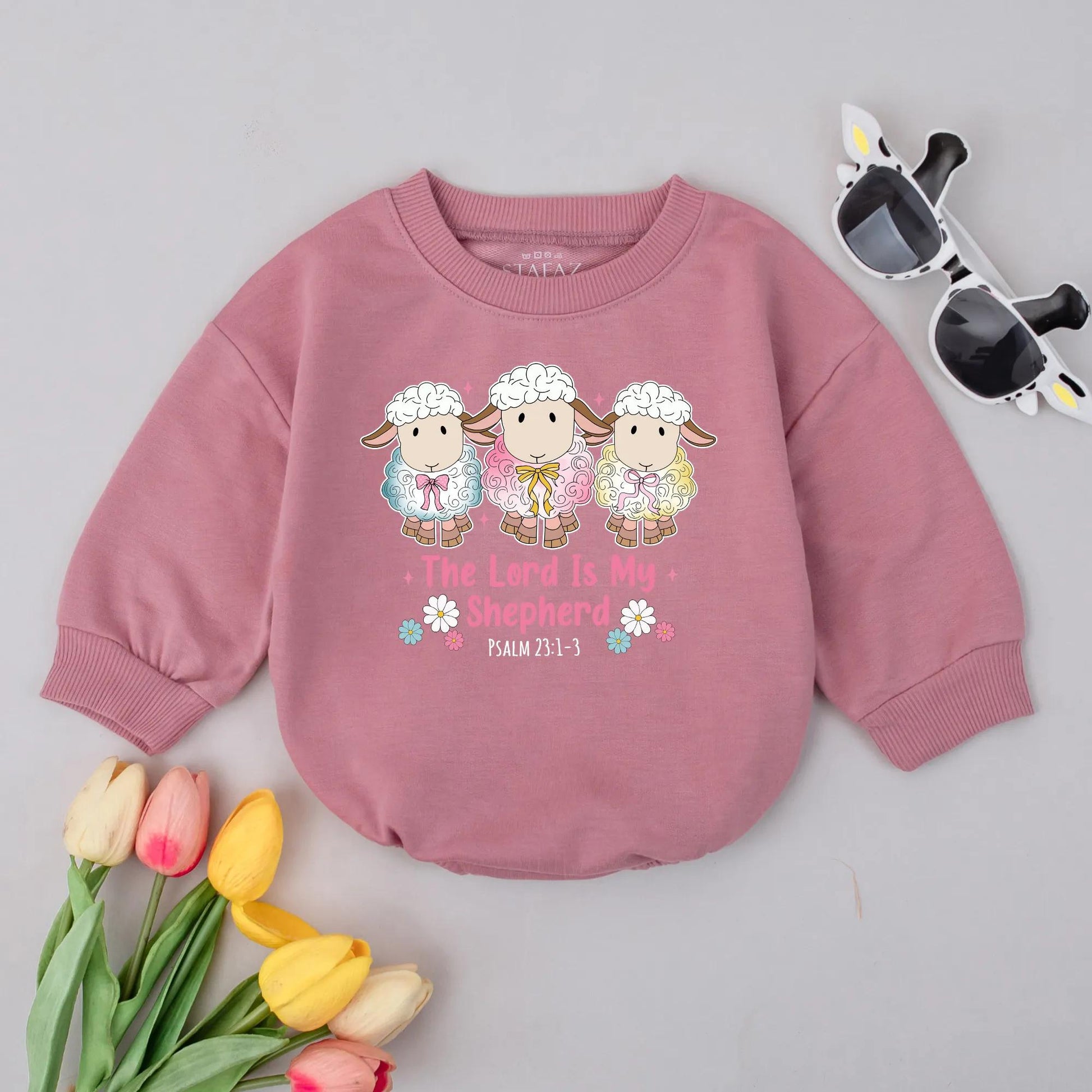 Christian Baby Romper The Lord Is My Shepherd Psalm 23:1 Religious Bodysuit Faith Based Infant Outfit Gentle Religious Gift for Newborns