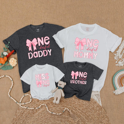 Pink Bow 1st Birthday Matching Mommy and Me Shirt Set Baby Girl Outfit Mama of the Birthday Girl First Celebration Gift Comfortable Cotton Party