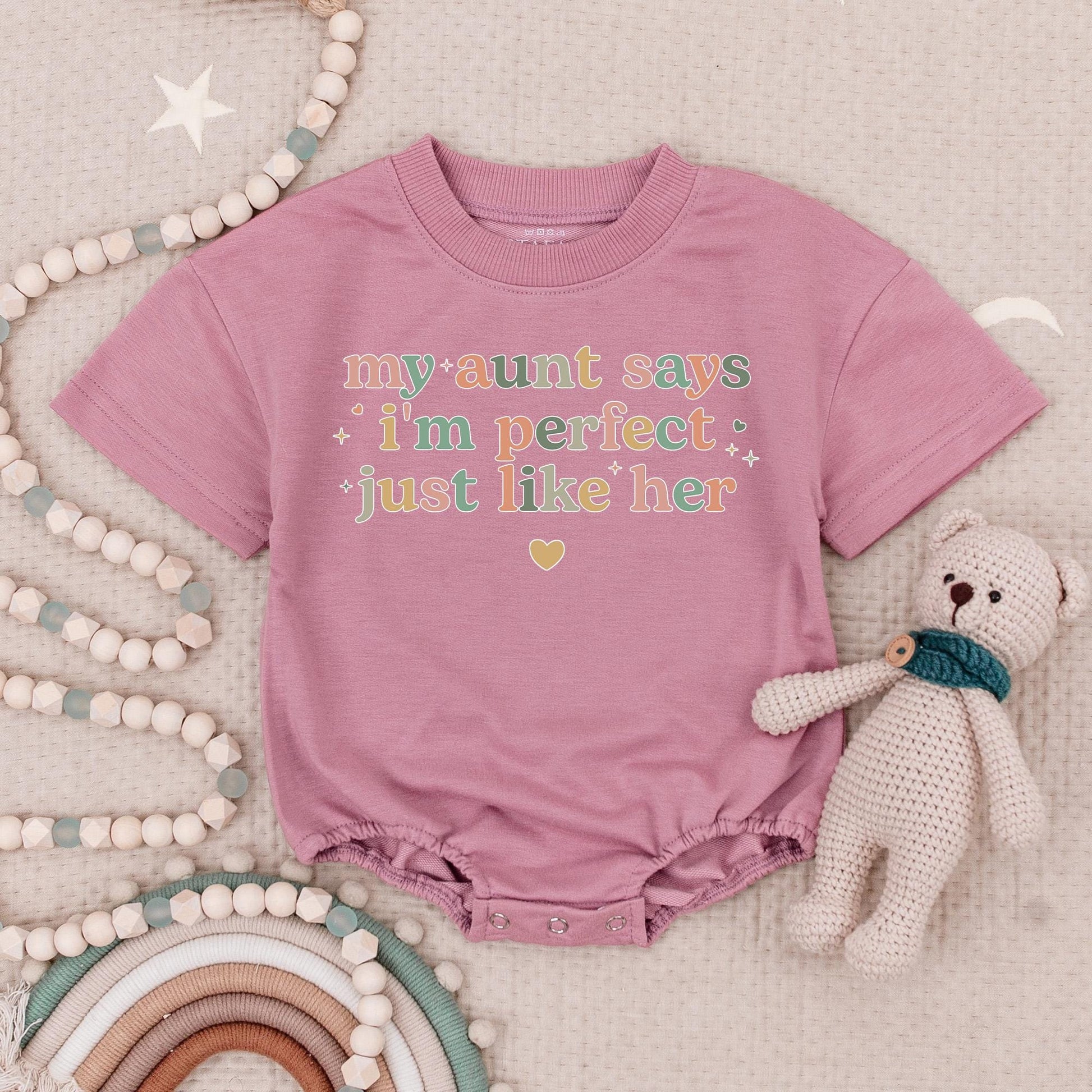 My Aunt Says I'm Perfect Baby Romper Gift for Niece/Nephew Cute Pastel Design, Auntie's Bestie Bodysuit Newborn