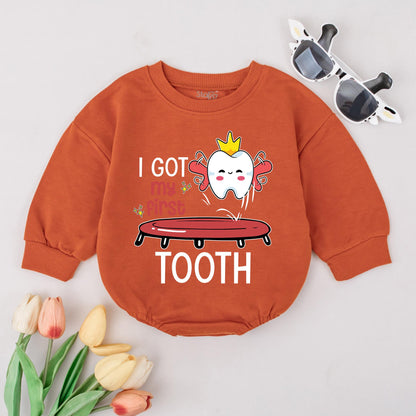 Baby First Tooth Milestone Bodysuit I Got My First Tooth Outfit Funny Cute Tooth Fairy Celebration Gift Soft Cotton Baby Shower Photo Prop