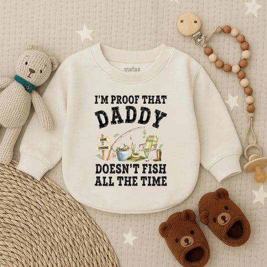 I'm Proof Daddy Doesn't Fish All the Time Bubble Romper Baby Boy Outfit Funny Fishing Bodysuit Gift for Dad Father's Day Newborn