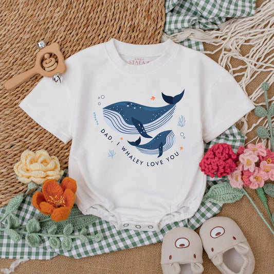 Dad I Whaley Love You Romper Cute Whale Baby Bodysuit First Father's Day Outfit I Love My Daddy Bubble Romper Gift