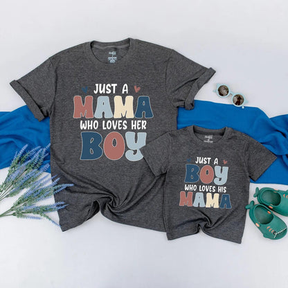Mama & Baby Boy Matching Outfit Mama Loves Boy Bodysuit Mommy and Me Gift for New Mom First Mother's Day