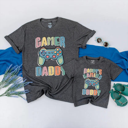 Gamer Dad and Baby Matching Shirt Set Daddy’s Gaming Buddy Bodysuit Father’s Day Gift New Dad Cute Gamer Baby Outfit