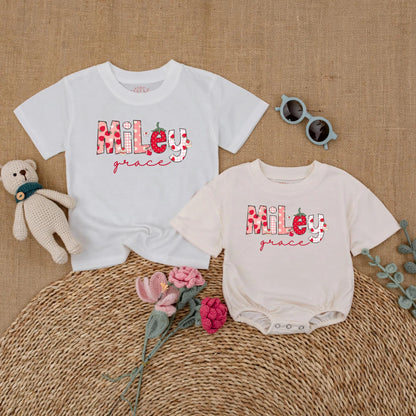 Personalized Strawberry Girl Shirt | Custom Name Toddler T-shirt | Cute Summer Outfit for Baby Girls | Back to School Gift