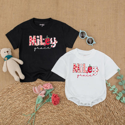Personalized Strawberry Girl Shirt | Custom Name Toddler T-shirt | Cute Summer Outfit for Baby Girls | Back to School Gift