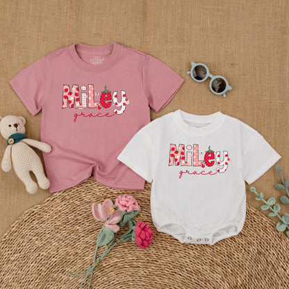 Personalized Strawberry Girl Shirt | Custom Name Toddler T-shirt | Cute Summer Outfit for Baby Girls | Back to School Gift
