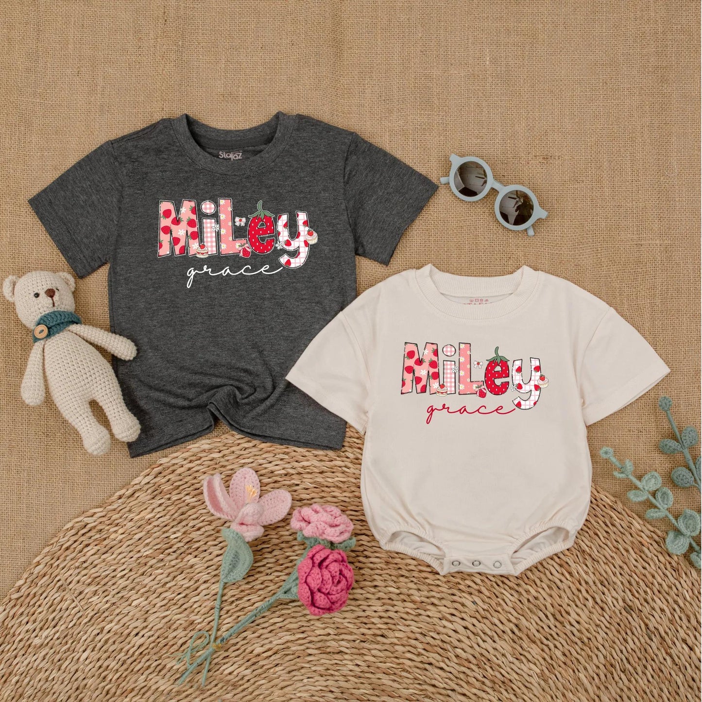 Personalized Strawberry Girl Shirt | Custom Name Toddler T-shirt | Cute Summer Outfit for Baby Girls | Back to School Gift