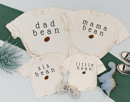 Little Bean Mommy and Me Matching Family Shirts Dad Bean Baby Bodysuit Coffee Lover Family Outfits