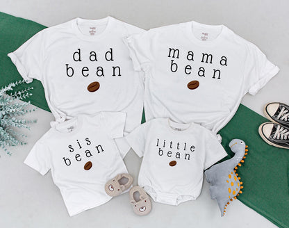 Little Bean Mommy and Me Matching Family Shirts Dad Bean Baby Bodysuit Coffee Lover Family Outfits