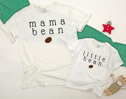 Little Bean Mommy and Me Matching Family Shirts Dad Bean Baby Bodysuit Coffee Lover Family Outfits