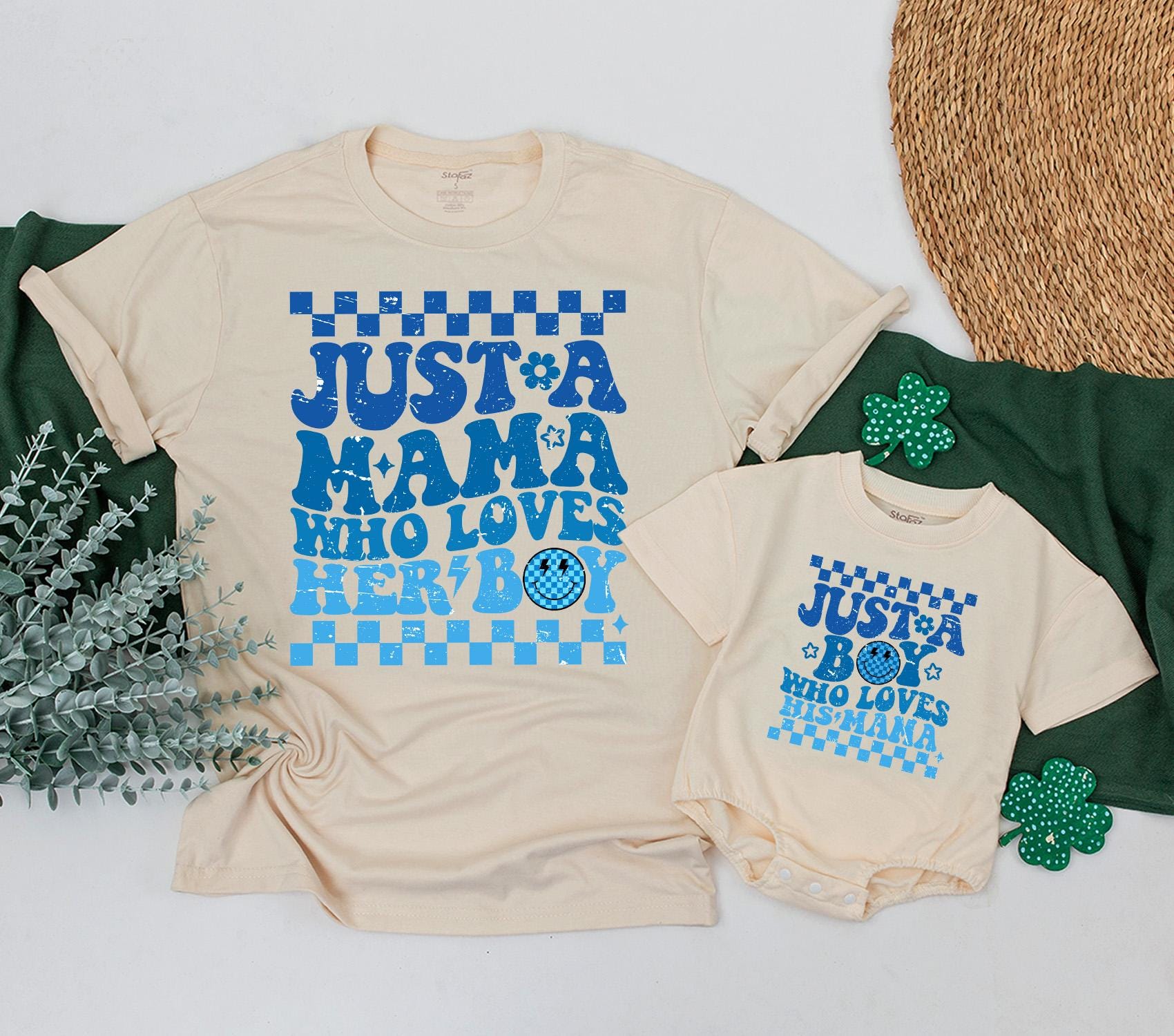 Mama and Son Matching First Mother's Day Outfit Boy Mama Shirt Baby Bodysuit Mommy and Me Gift