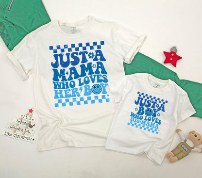 Mama and Son Matching First Mother's Day Outfit Boy Mama Shirt Baby Bodysuit Mommy and Me Gift