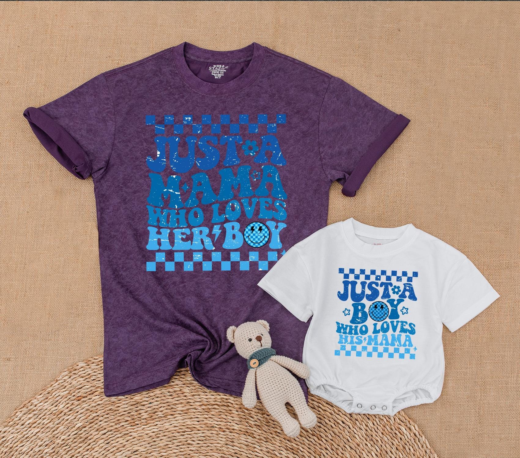 Mama and Son Matching First Mother's Day Outfit Boy Mama Shirt Baby Bodysuit Mommy and Me Gift