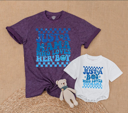 Mama and Son Matching First Mother's Day Outfit Boy Mama Shirt Baby Bodysuit Mommy and Me Gift