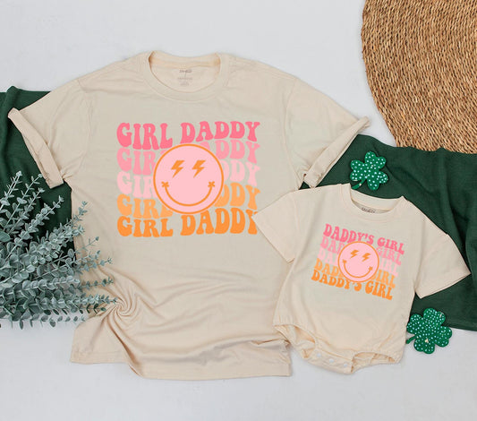 Matching Daddy's Girl & Dad Retro Smiley Face Checkered Shirts Baby & Toddler Outfits Gift for Daughter
