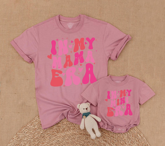 Personalized Groovy Mama and Mini Matching Shirts, In My Mama Era Outfits, Family Retro Clothes, Baby Romper, Custom Valentine's Day Gift