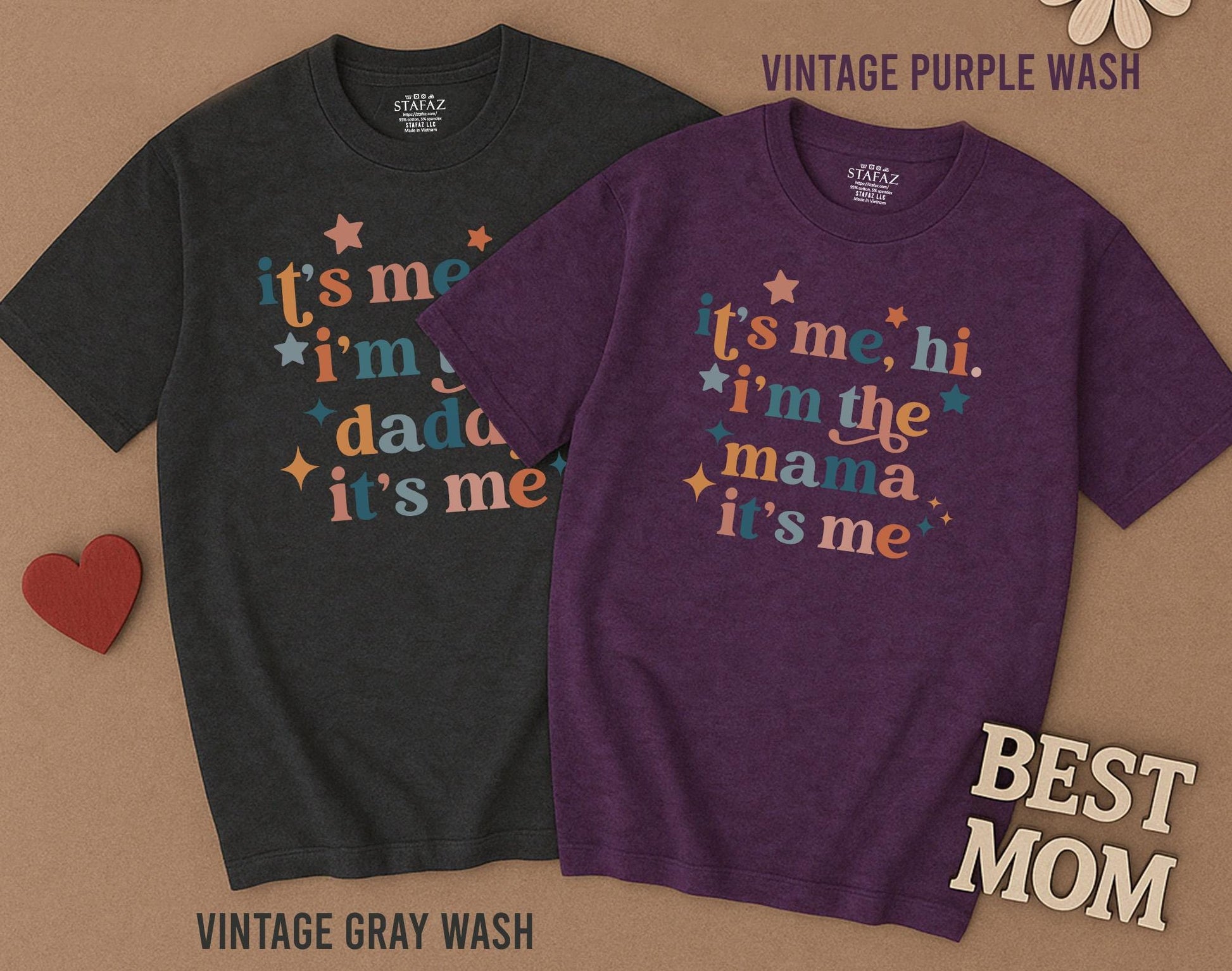 Matching Mama and Me Hi I'm The Baby Outfits for Moms and Newborns with Funny Retro Design Toddler Shirt Romper Soft Cotton First Birthday Gift