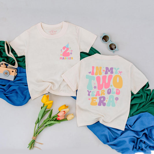 Personalized In My Two Year Old Era Shirt for 2nd Birthday Girl Outfit Toddler Tee Celebration Gift Idea Second Birthday Party Comfortable