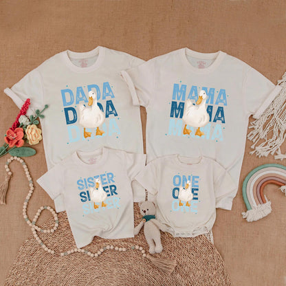 Goose First Birthday Matching Family Shirts for Toddler Boy Mama Funny Silly Goose One Year Old Party Outfit Celebration Gift