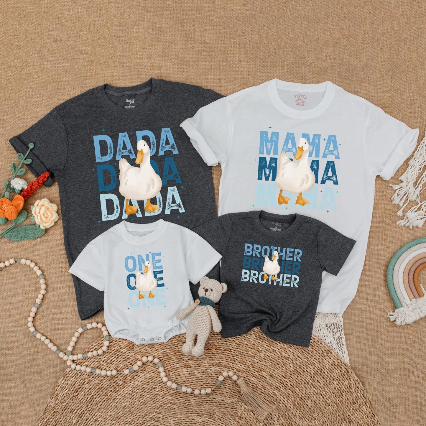 Goose First Birthday Matching Family Shirts for Toddler Boy Mama Funny Silly Goose One Year Old Party Outfit Celebration Gift
