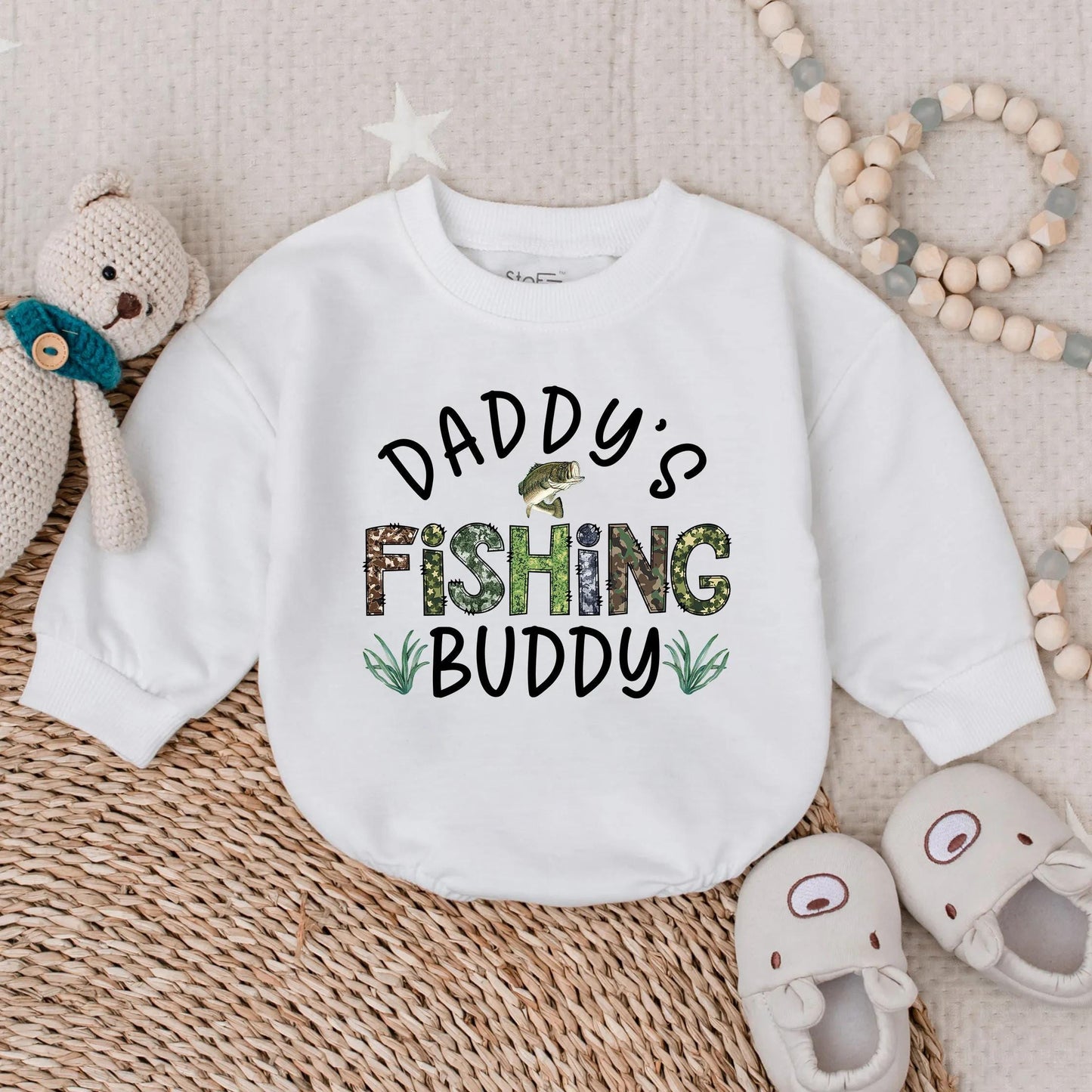 Daddy's Fishing Buddy Bubble Romper First Father's Day Outfit for Baby Boy Summer Toddler Clothes Comfortable Newborn New Dad Gift Outdoor Adventure