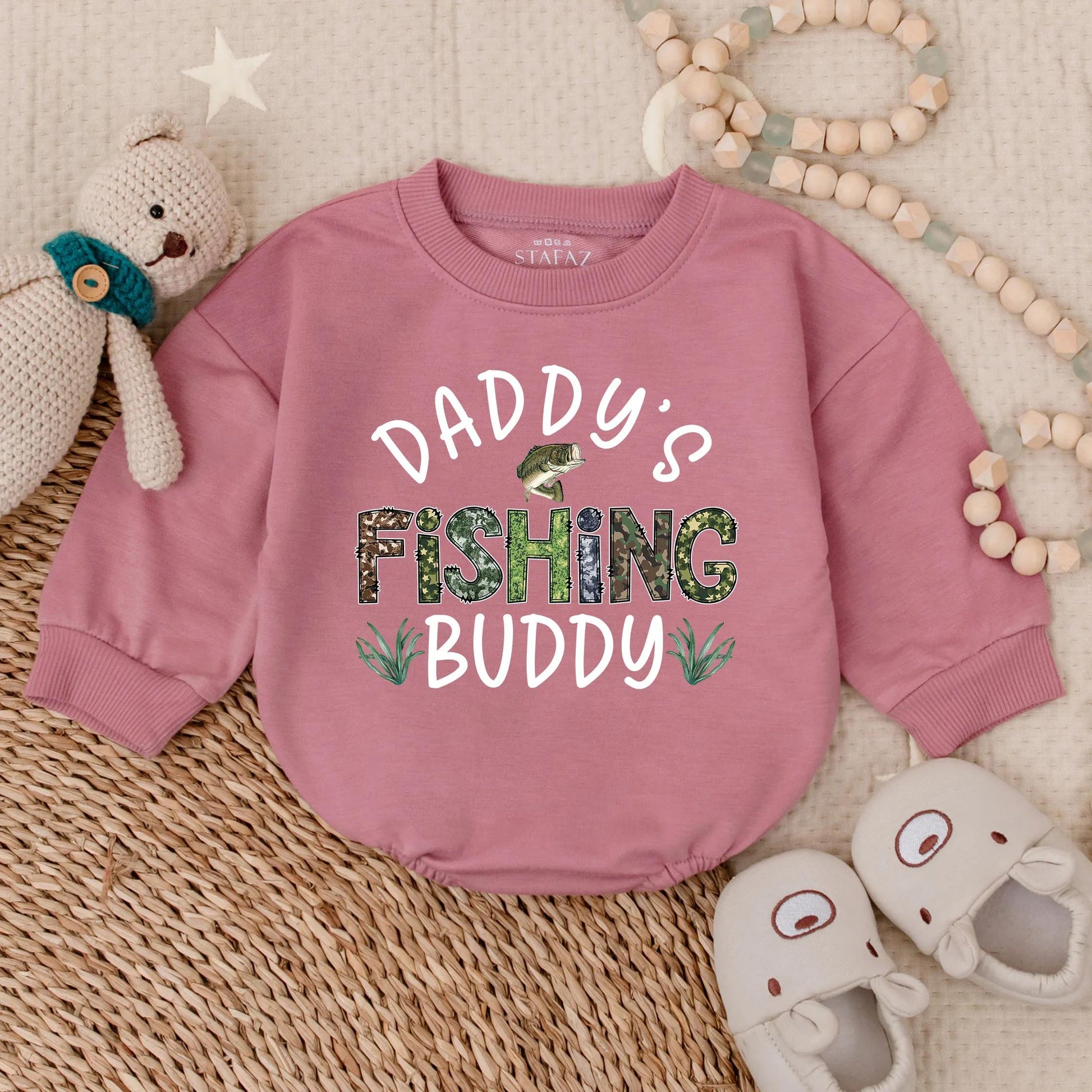 Daddy's Fishing Buddy Bubble Romper First Father's Day Outfit for Baby Boy Summer Toddler Clothes Comfortable Newborn New Dad Gift Outdoor Adventure