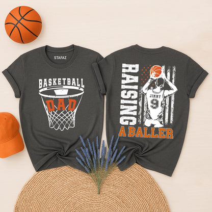 Custom Basketball Dad Shirt with Name & Number - Personalized Basketball Daddy Tee for Game Day Fan Gifts