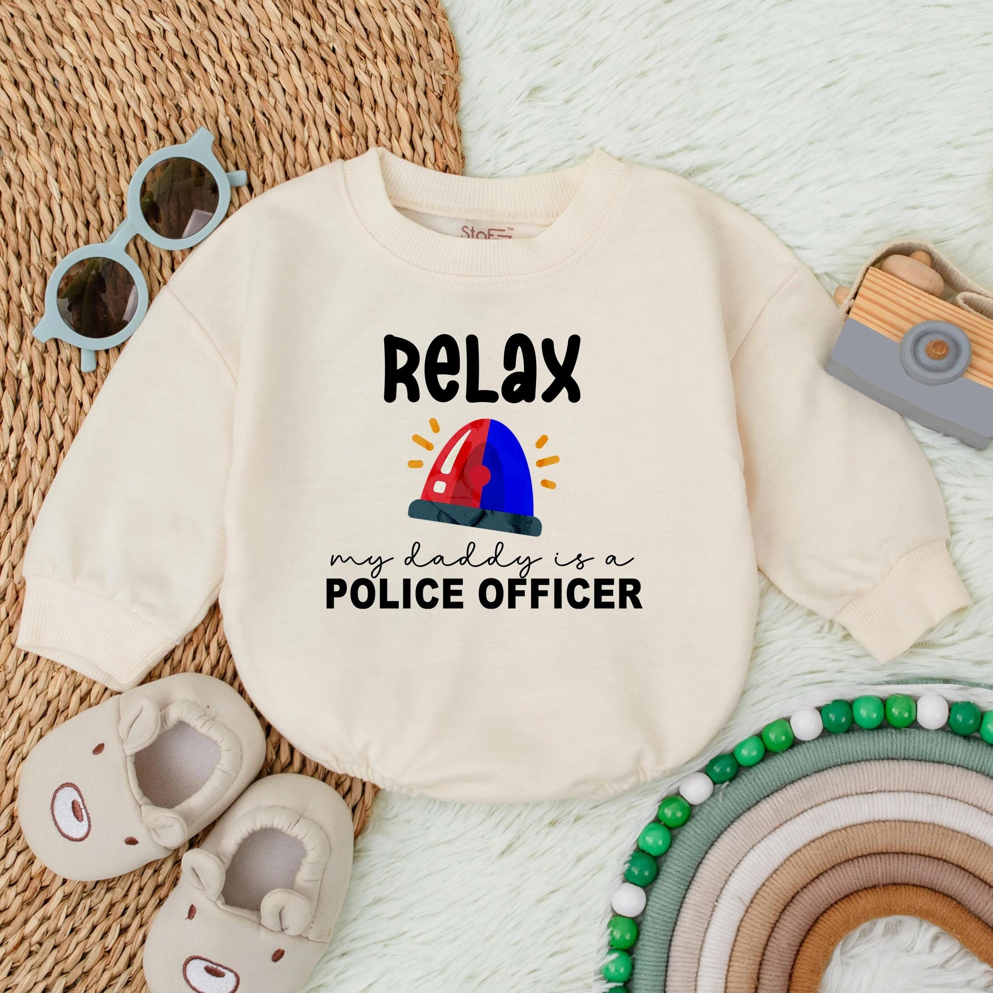 Proud Police Officer Daddy Baby Romper First Father's Day Hero Outfit Baby Boy Bodysuit Gift